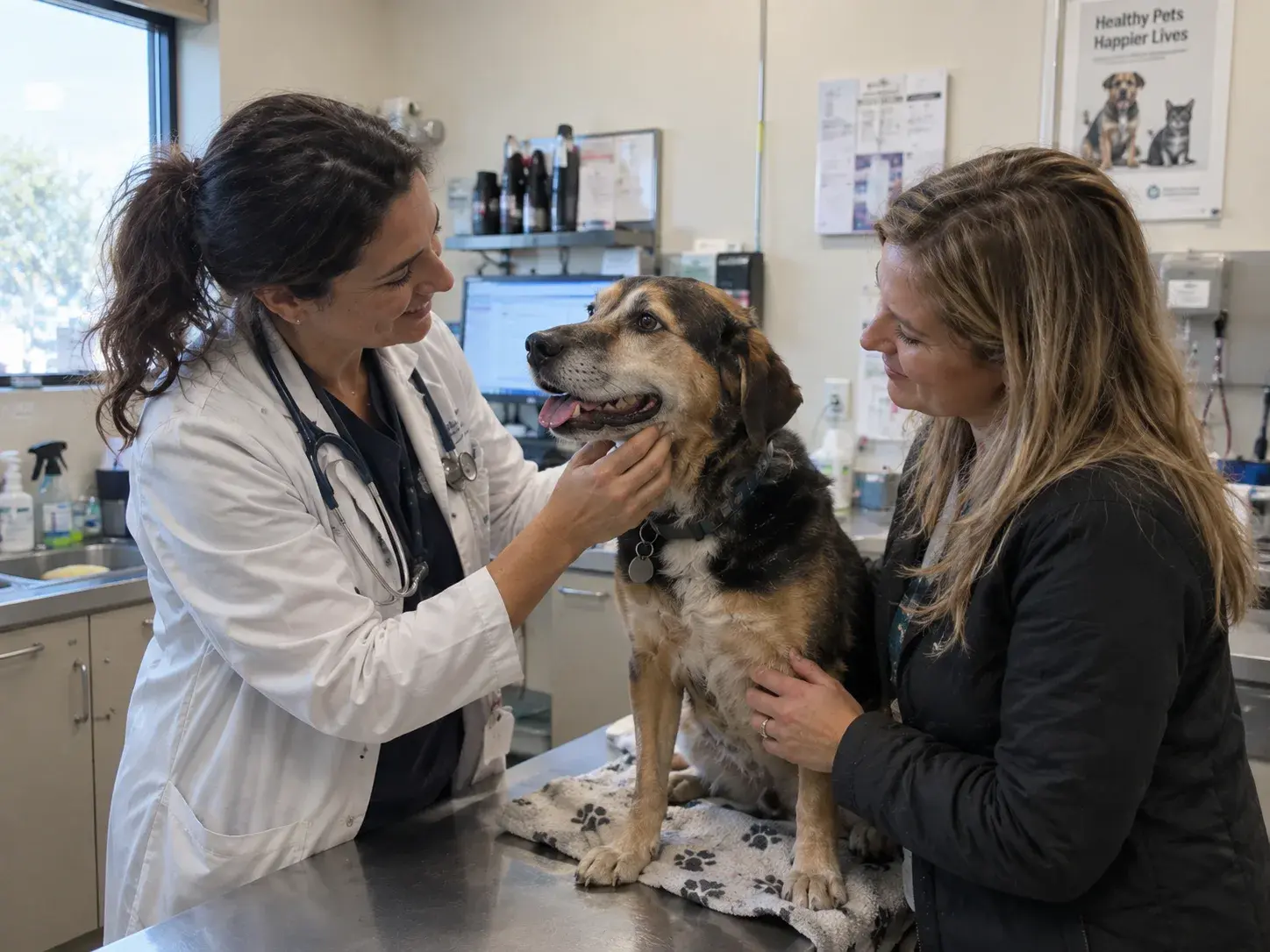 Veterinarian with a dog in a veterinary clinic